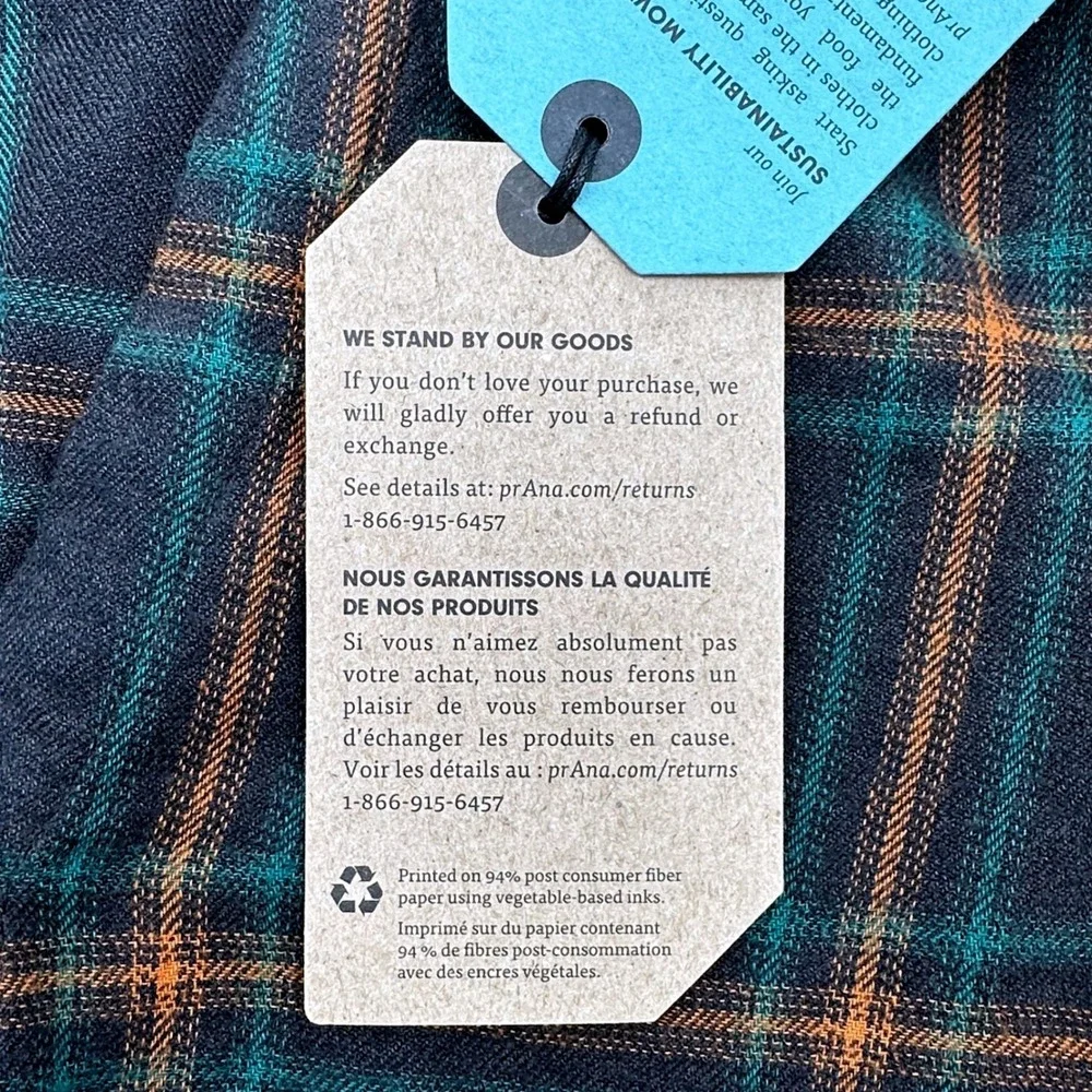 prAna Loop To Pines Dress Womens XS Dark Iron Plaid Organic Cotton 1962981 NEW